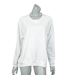 LEE MATHEWS Crew Neck Pullover Sweatshirt split side in White size Medium